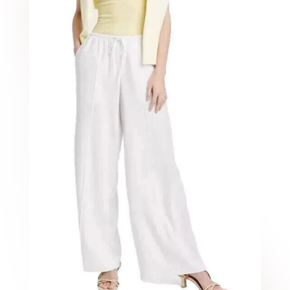 White Linen Wide Leg Pants - A New Day
